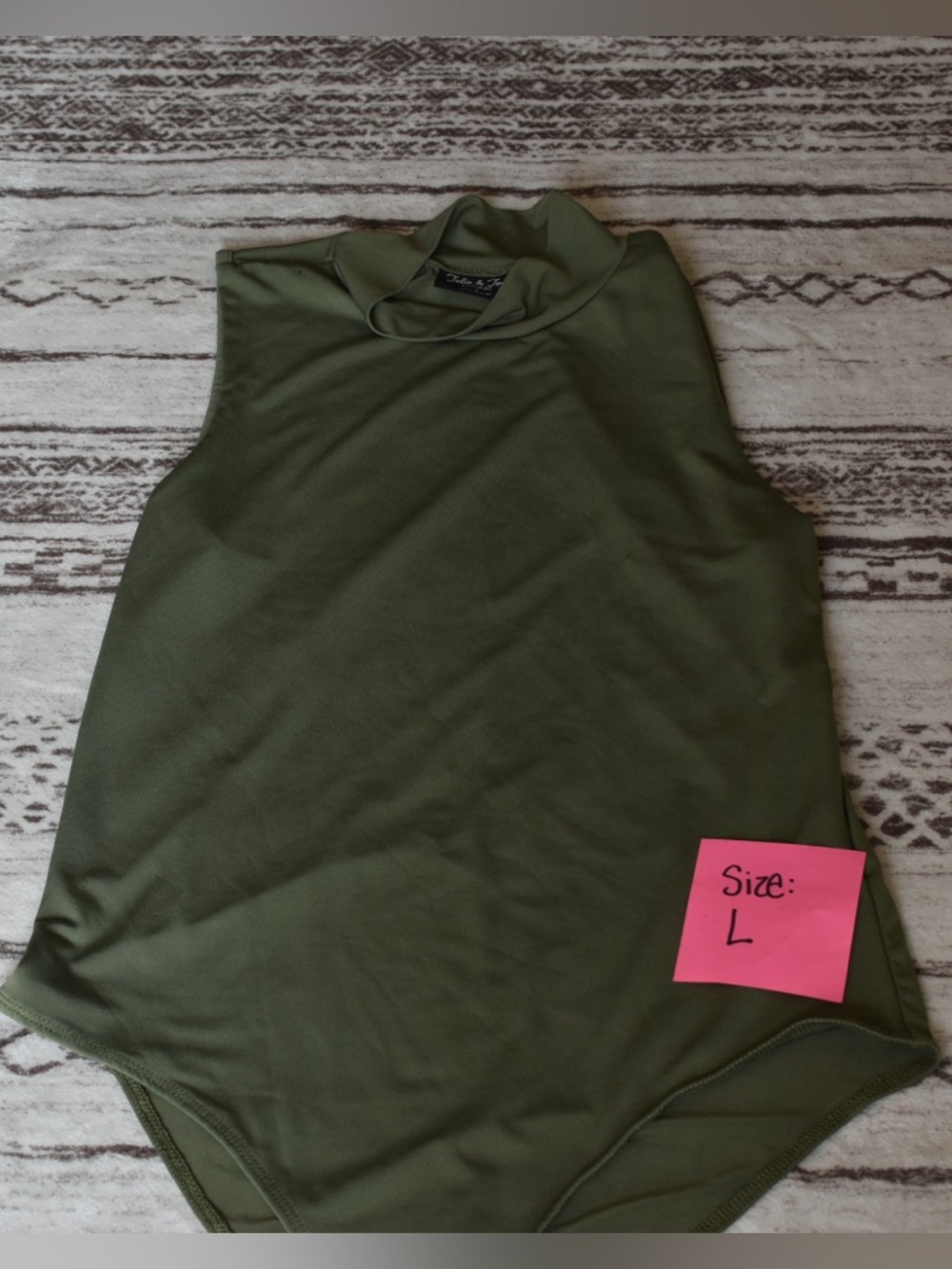 High Neck Olive Sleeveless Bodysuit for Women